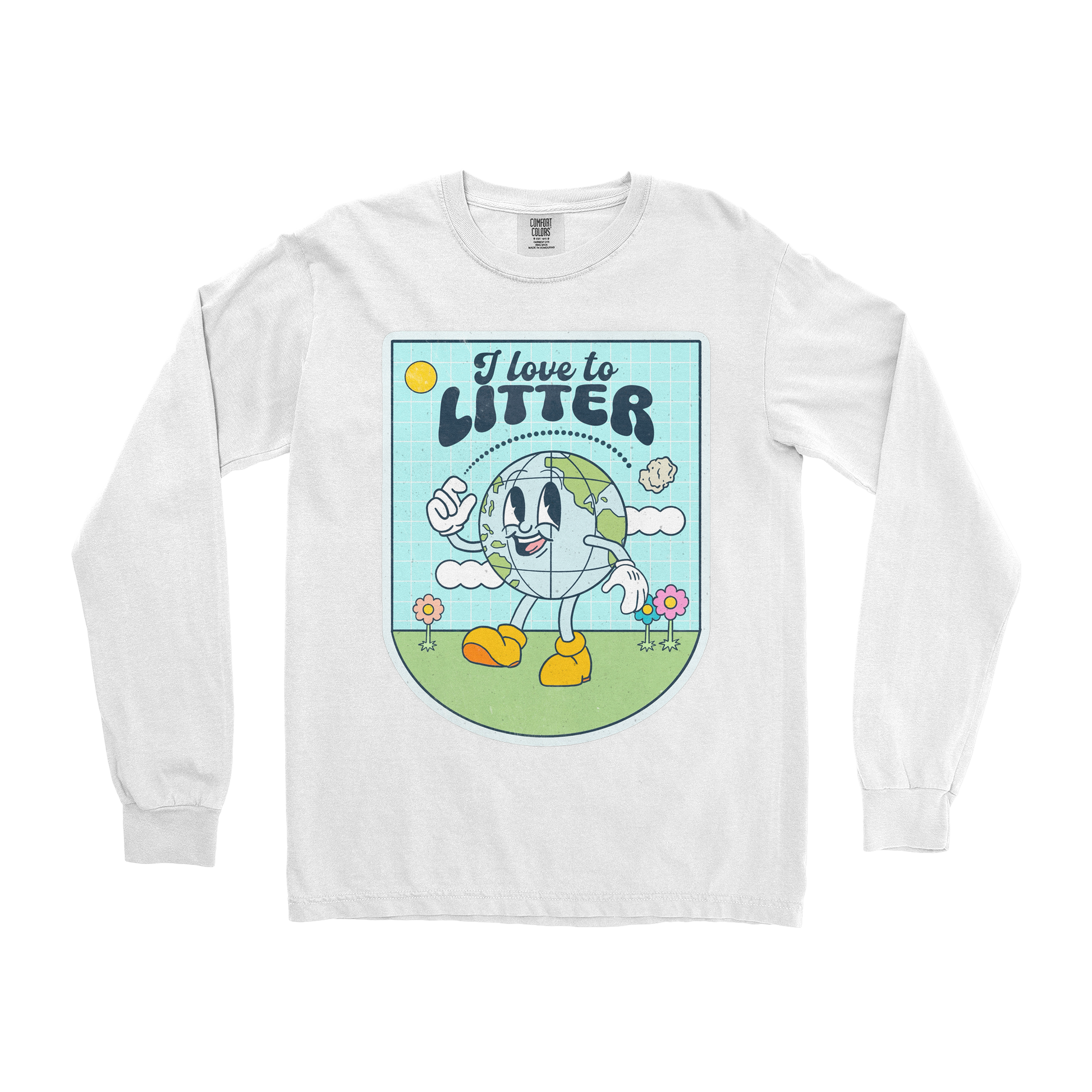 Comfort Colors Long Sleeve Earth Day in White