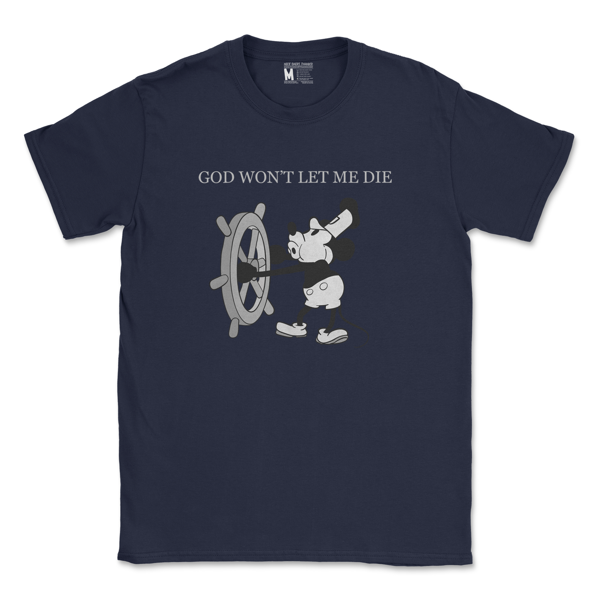 Gildan SoftStyle T-Shirt God Wont Let Me Die in Navy