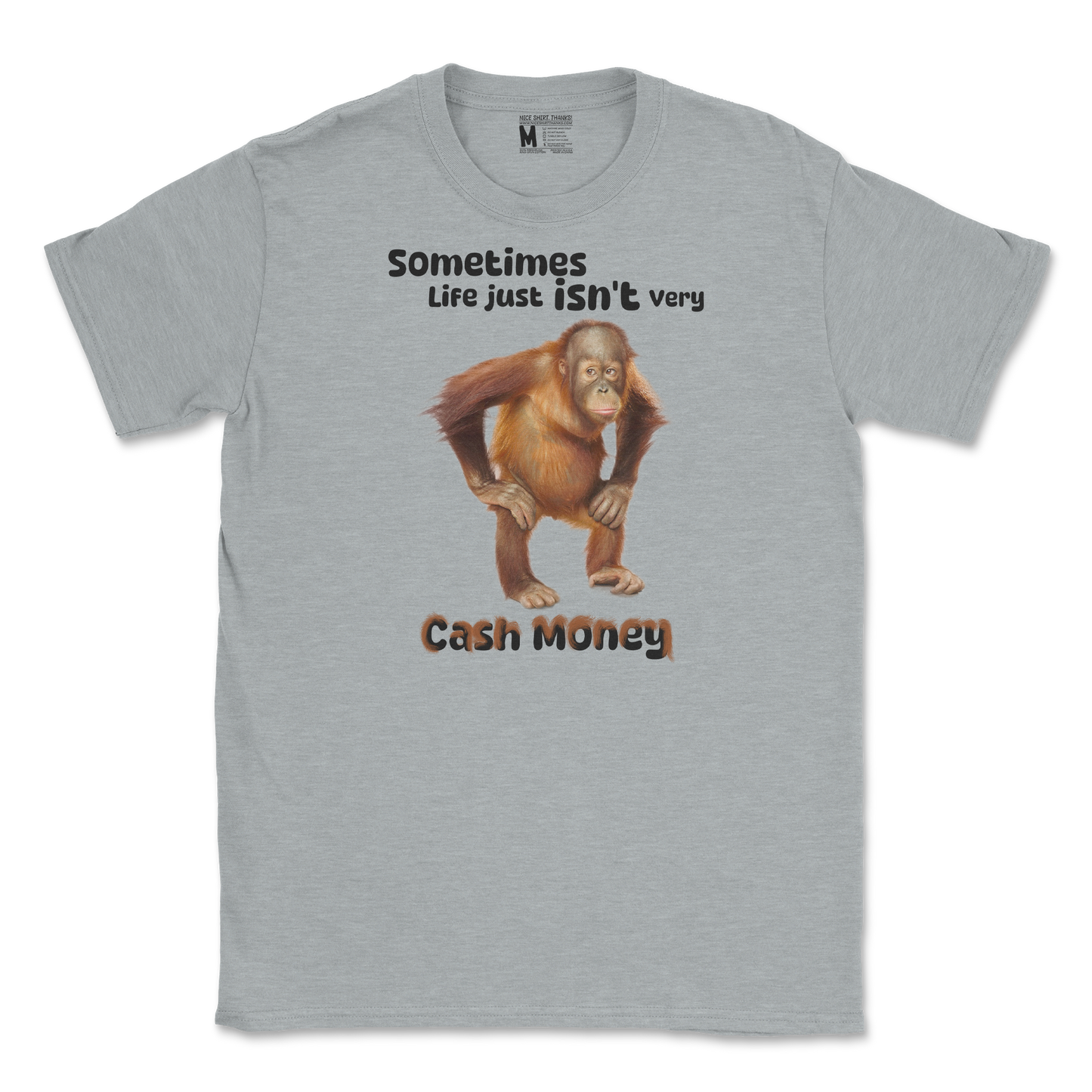 Gildan SoftStyle T-Shirt Cash Money Monkey  in Sport-Grey