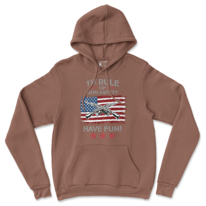 Gildan SoftStyle Hoodie 1st Rule of Gun Safety in Cocoa