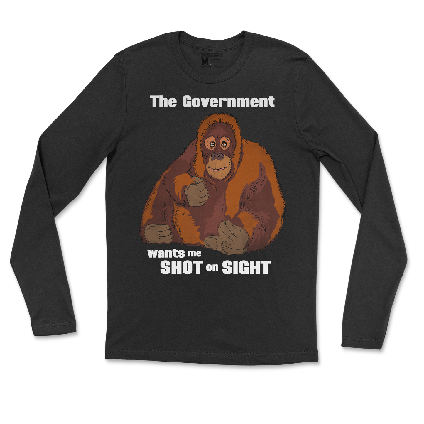 Gildan SoftStyle Long Sleeve The Government Hates Me  in Black