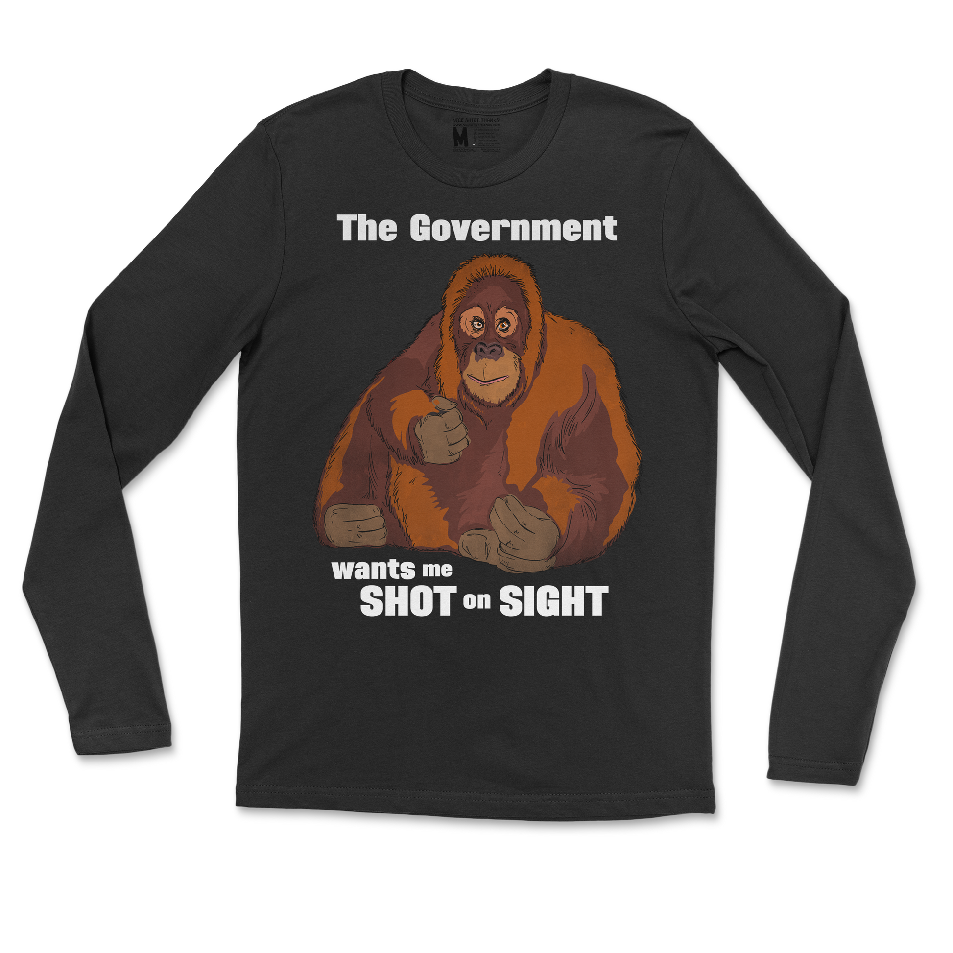 Gildan SoftStyle Long Sleeve The Government Hates Me  in Black