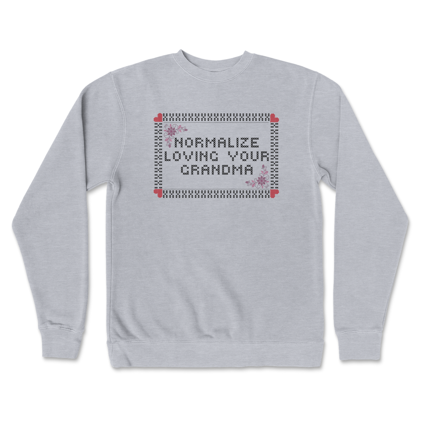 Independent Clothing Co. Crew Neck Cross Stitch in Grey Heather