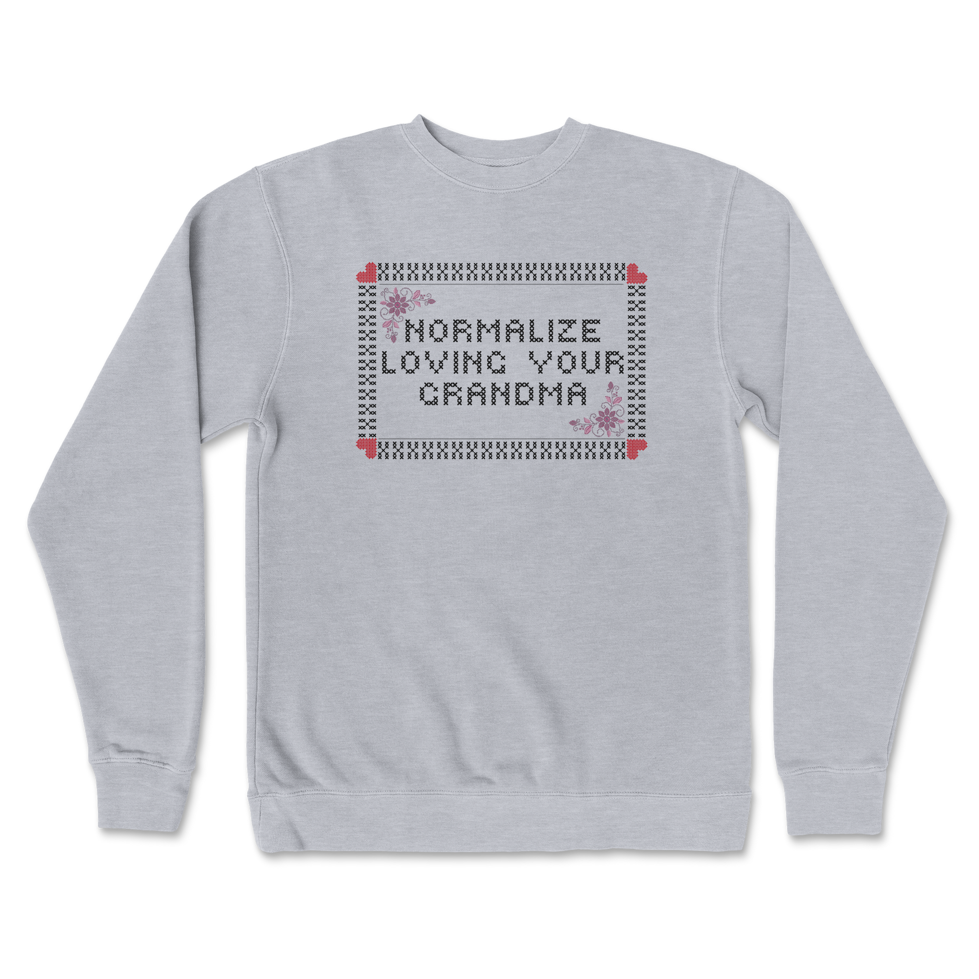 Independent Clothing Co. Crew Neck Cross Stitch in Grey Heather