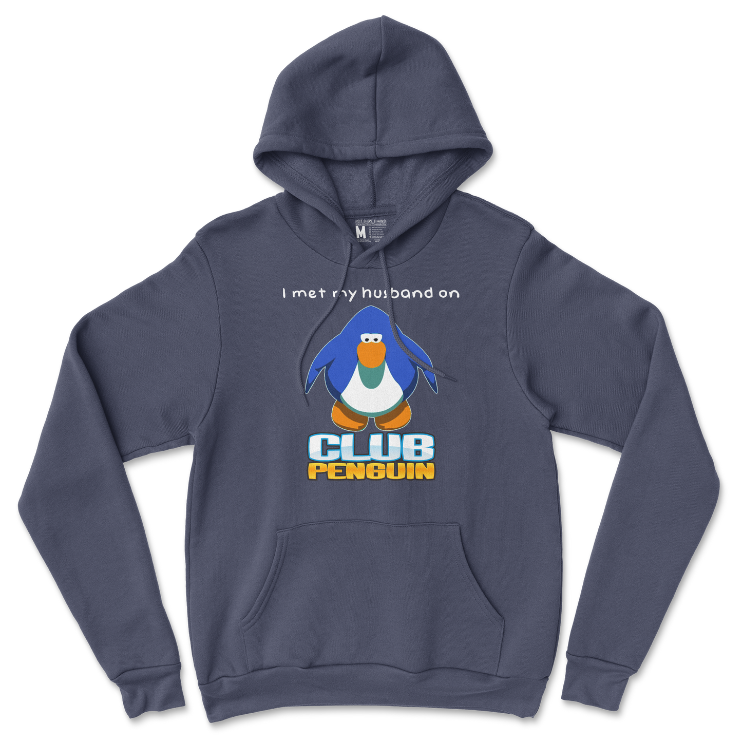 Gildan SoftStyle Hoodie Club Penguin Husband  in Navy