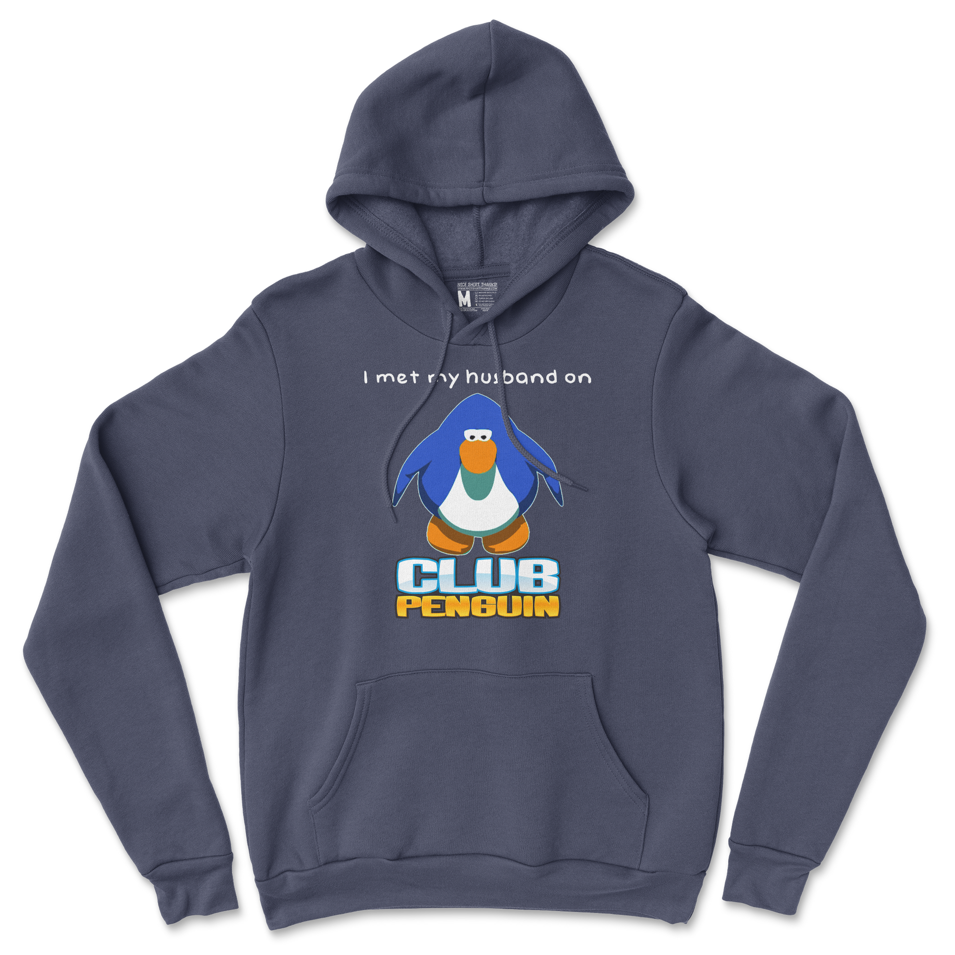 Gildan SoftStyle Hoodie Club Penguin Husband  in Navy