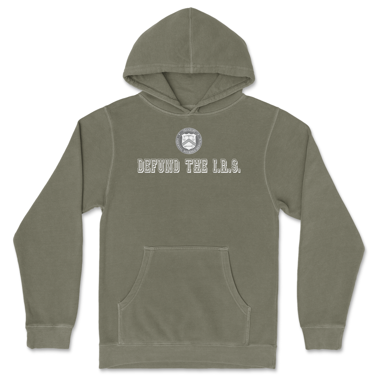 Independent Clothing Co. Hoodie Defund The I.R.S. in Olive