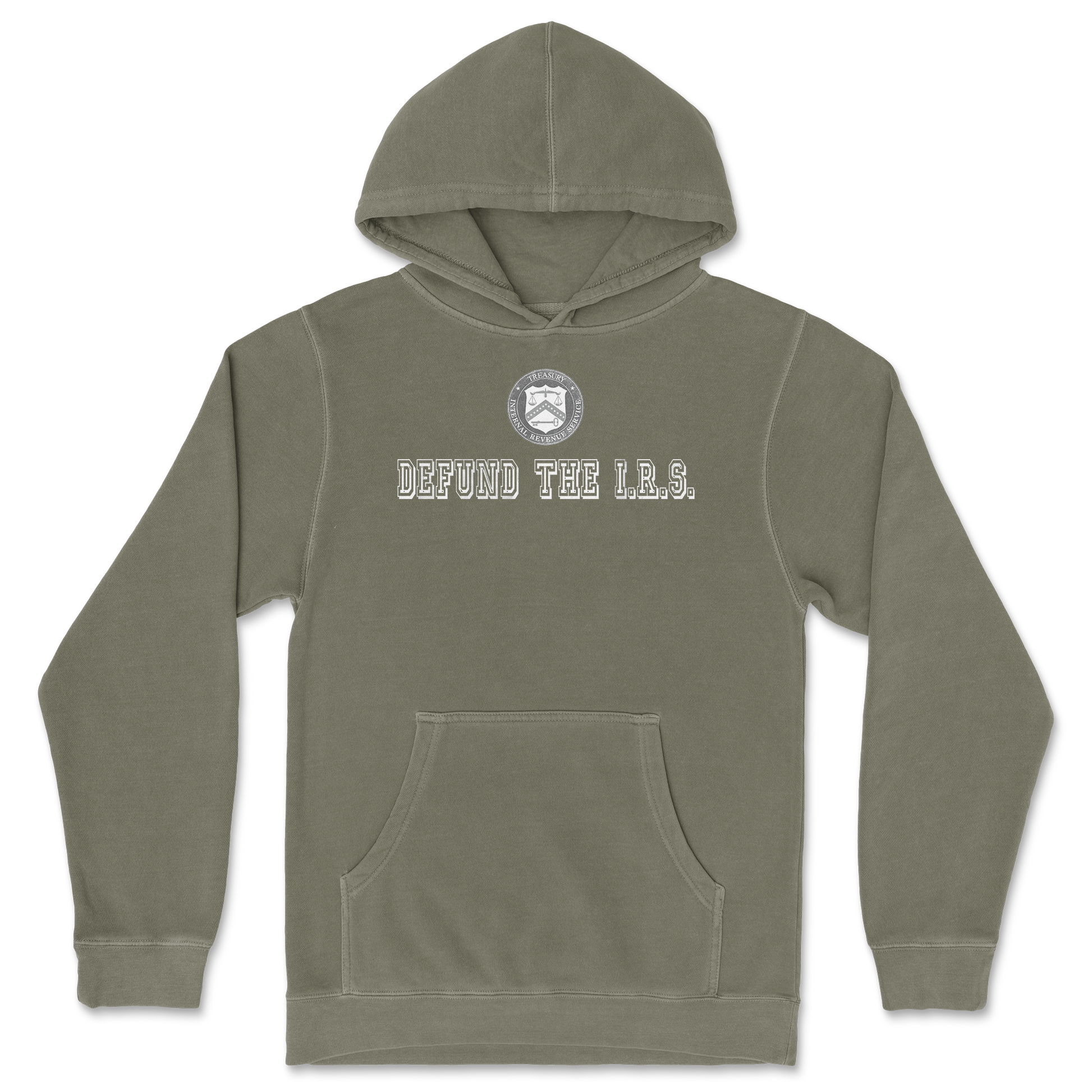 Independent Clothing Co. Hoodie Defund The I.R.S. in Olive