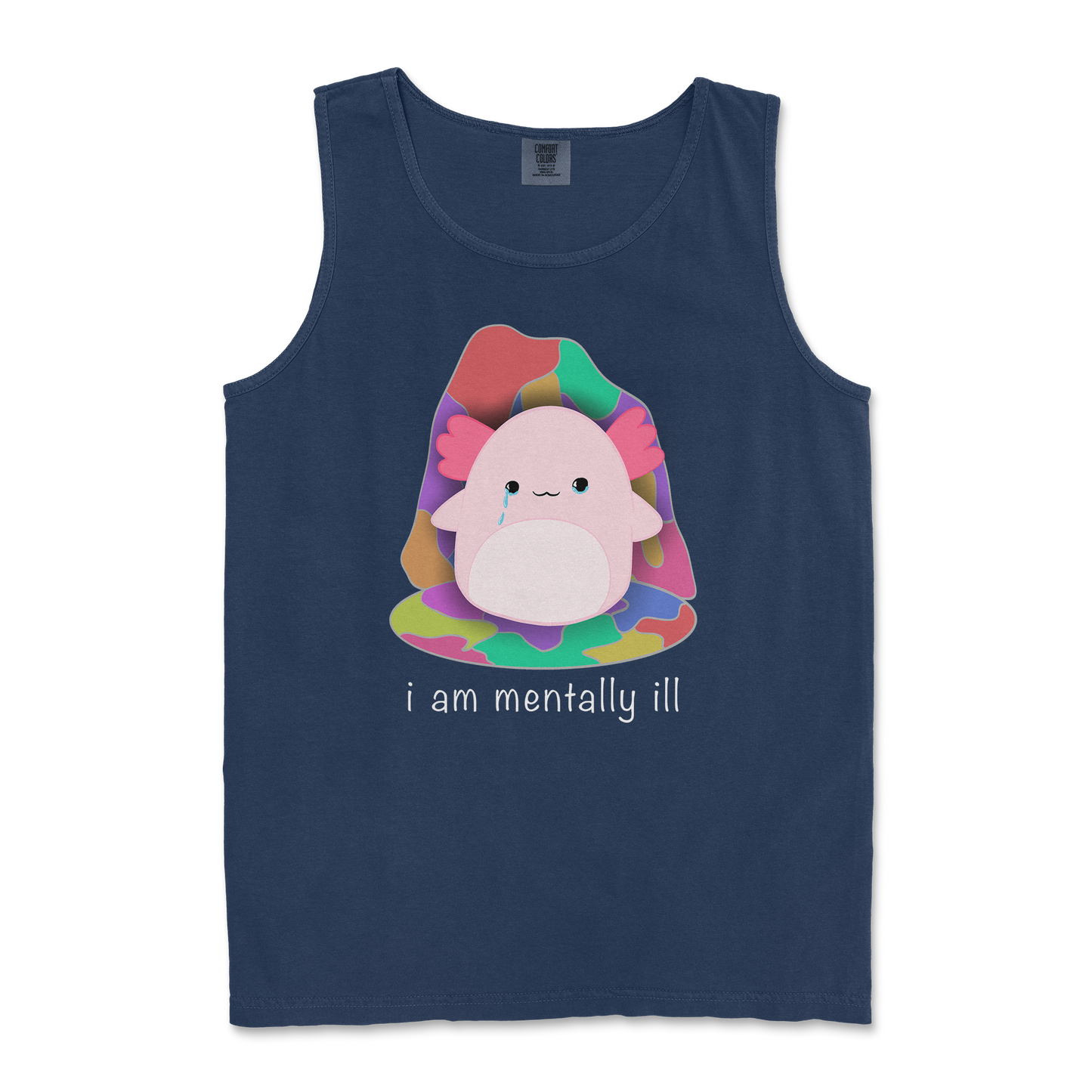 Comfort Colors Tank Top Mentally Ill and Squishy in TrueNavy