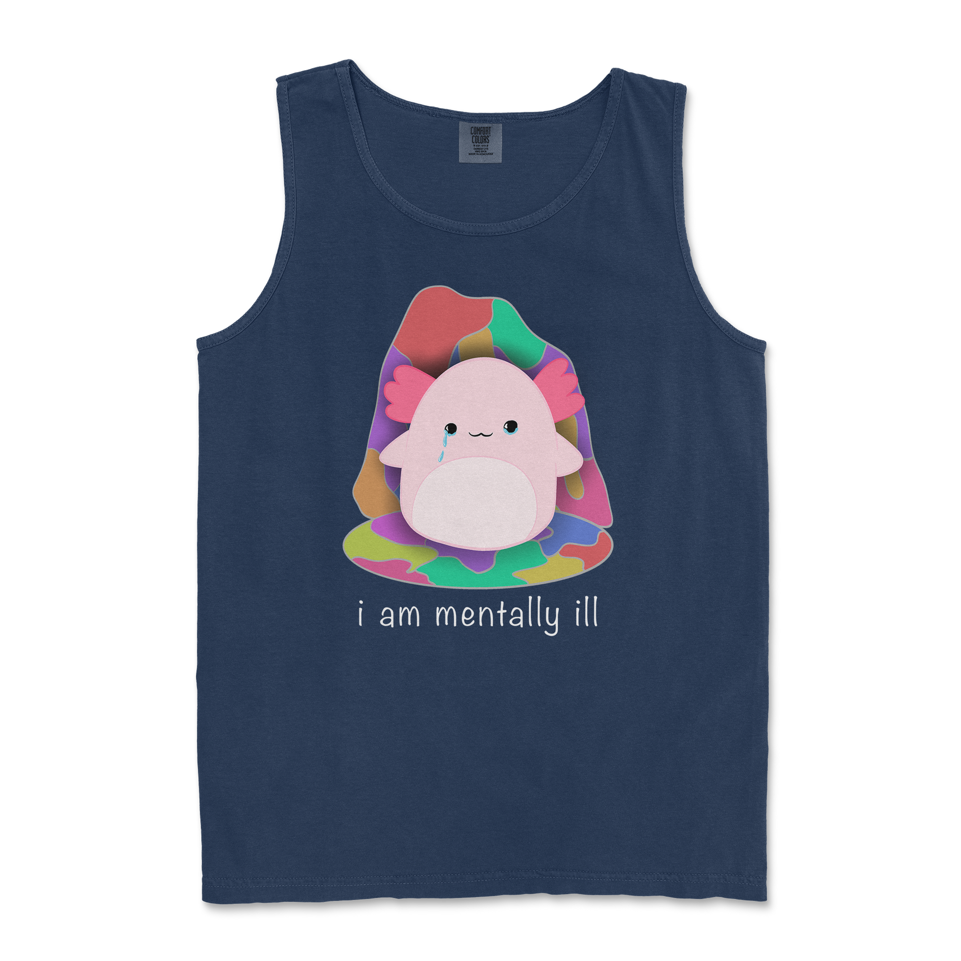 Comfort Colors Tank Top Mentally Ill and Squishy in TrueNavy