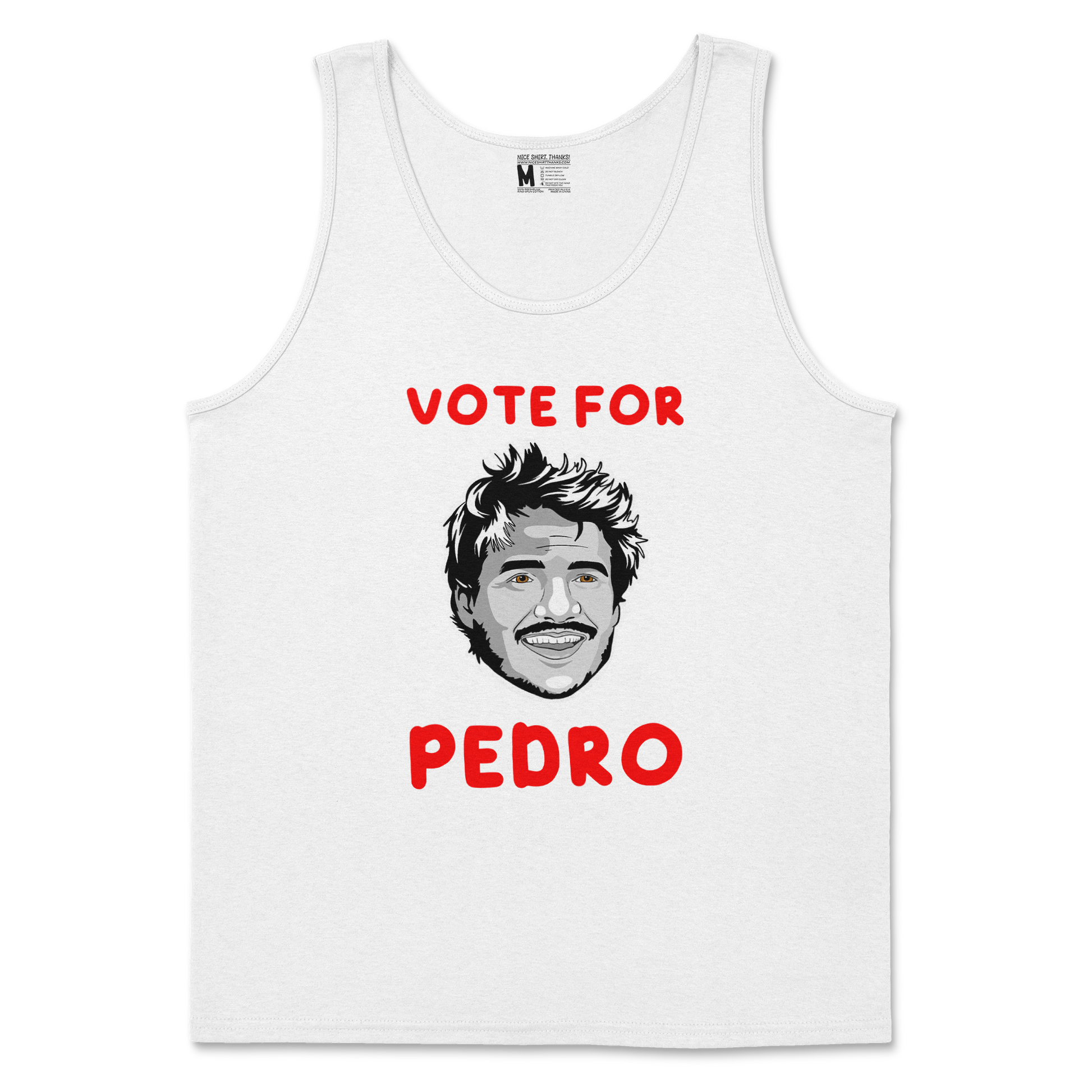 Gildan SoftStyle Tank Top Vote For Pedro in White