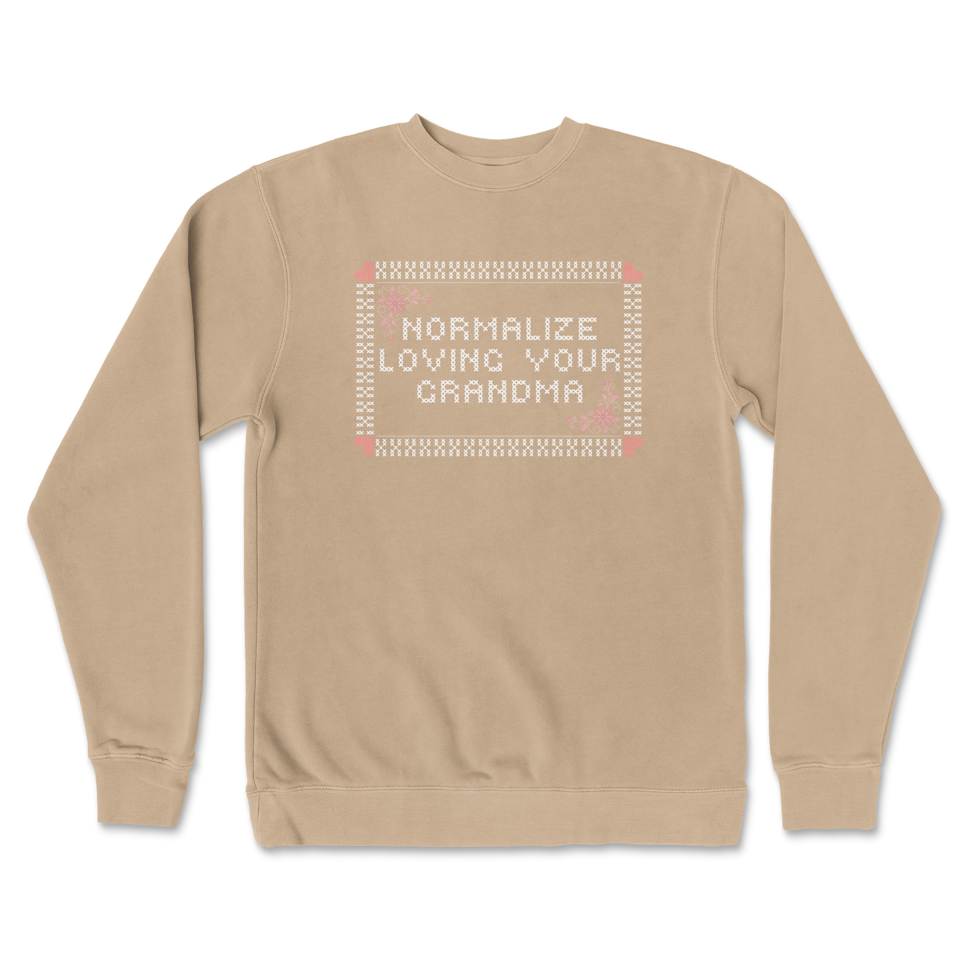 Independent Clothing Co. Crew Neck Cross Stitch in Sandstone