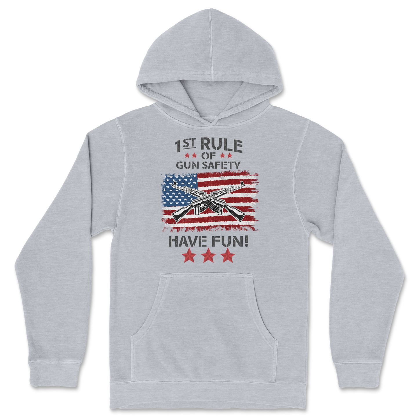 Independent Clothing Co. Hoodie 1st Rule of Gun Safety in GreyHeather