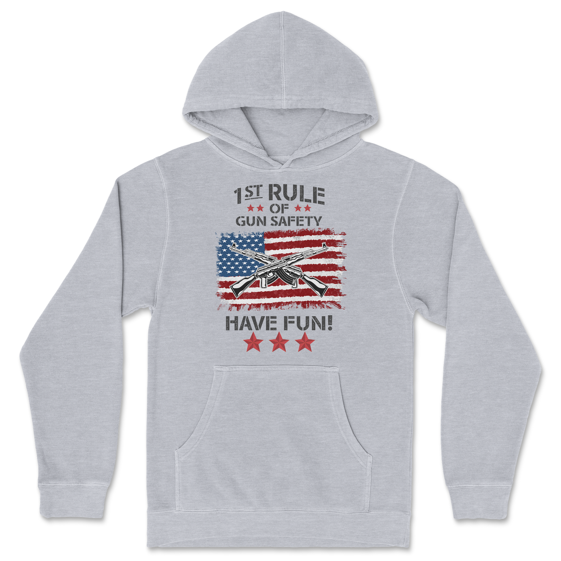 Independent Clothing Co. Hoodie 1st Rule of Gun Safety in GreyHeather