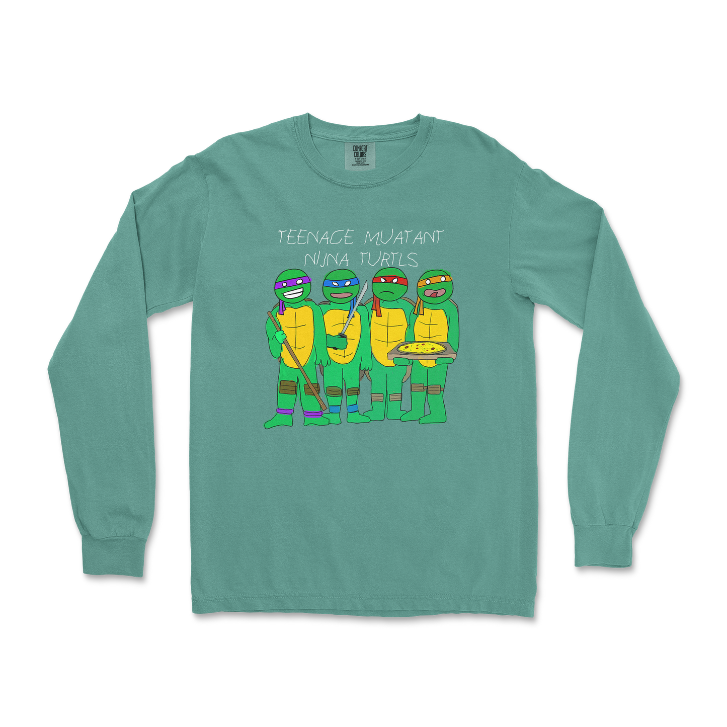 Comfort Colors Long Sleeve Ninja Turtles in LightGreen