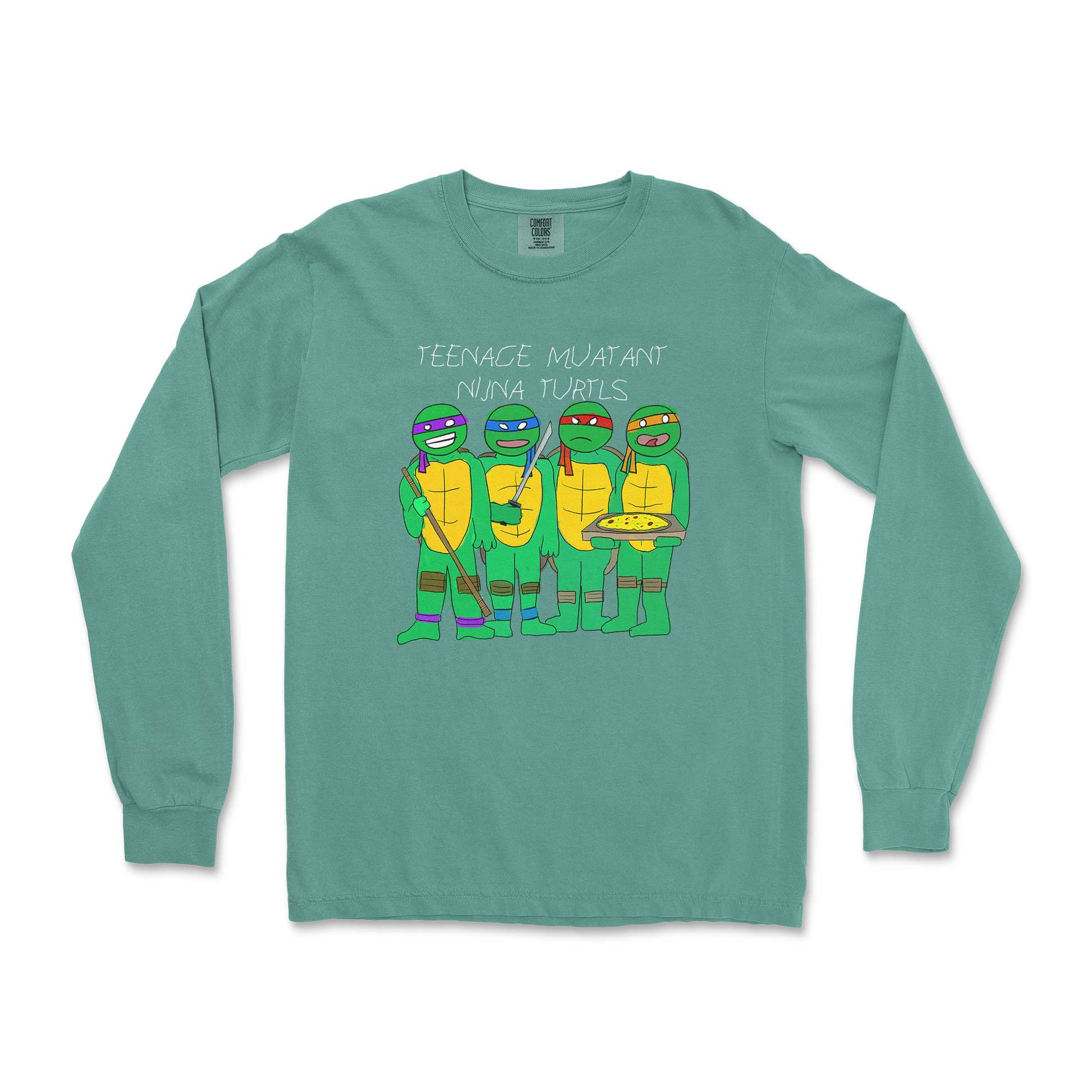 Comfort Colors Long Sleeve Ninja Turtles in LightGreen