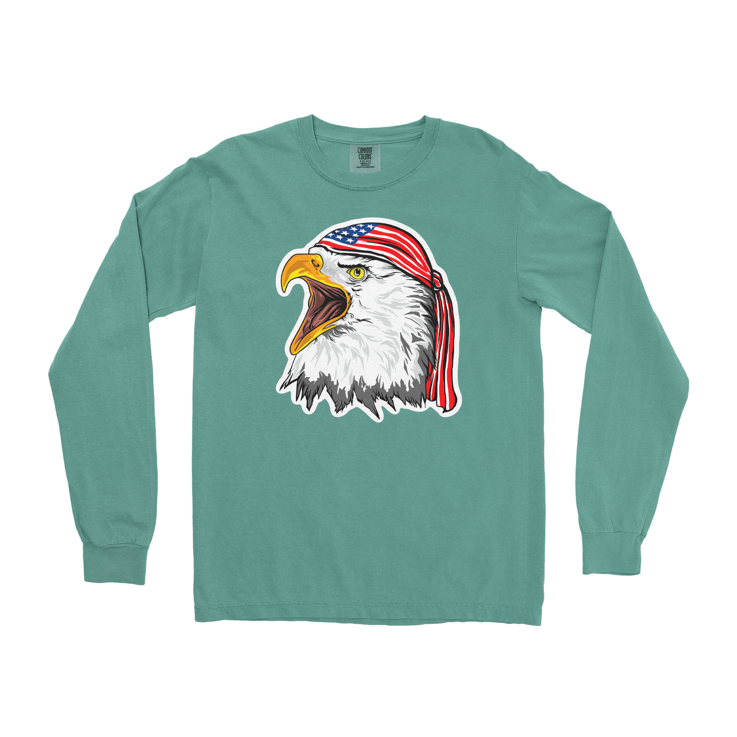 Comfort Colors Long Sleeve Freedom Eagle in Light Green