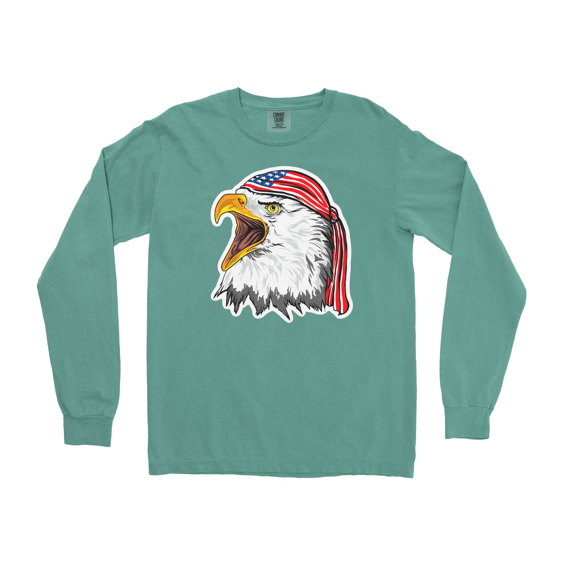 Comfort Colors Long Sleeve Freedom Eagle in Light Green