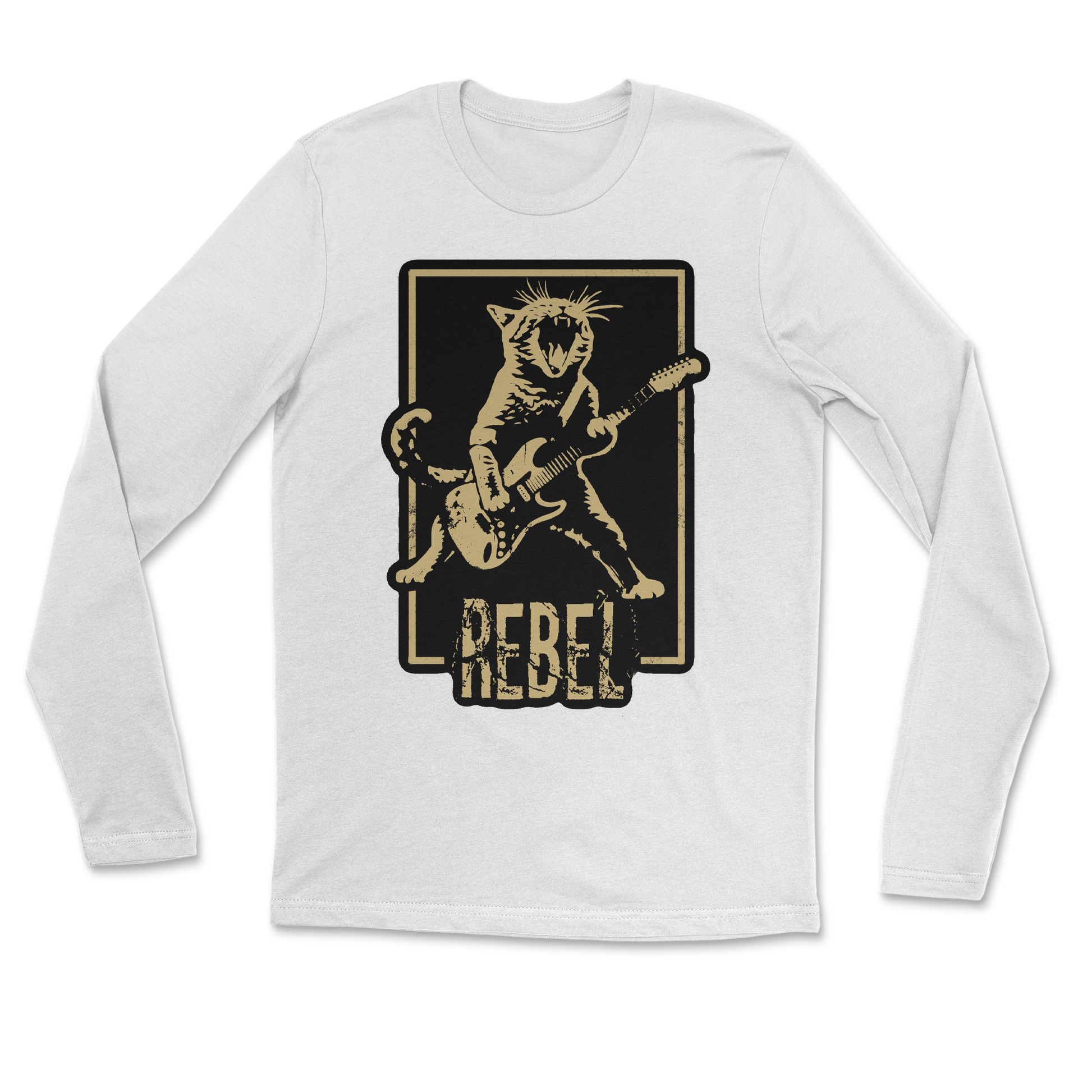 Heavy Blend Long Sleeve Rebel Kitty in White