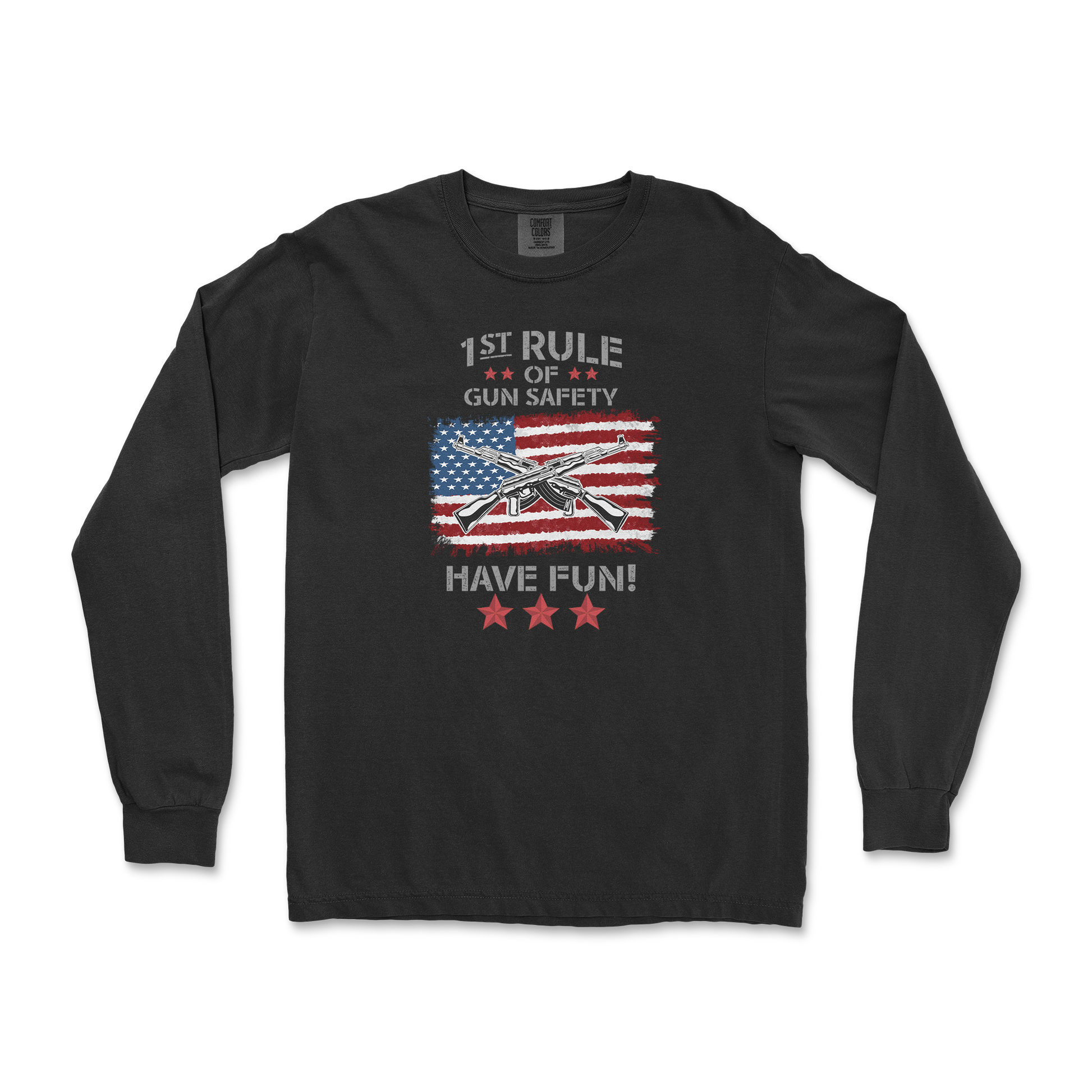 Comfort Colors Long Sleeve 1st Rule of Gun Safety in Black