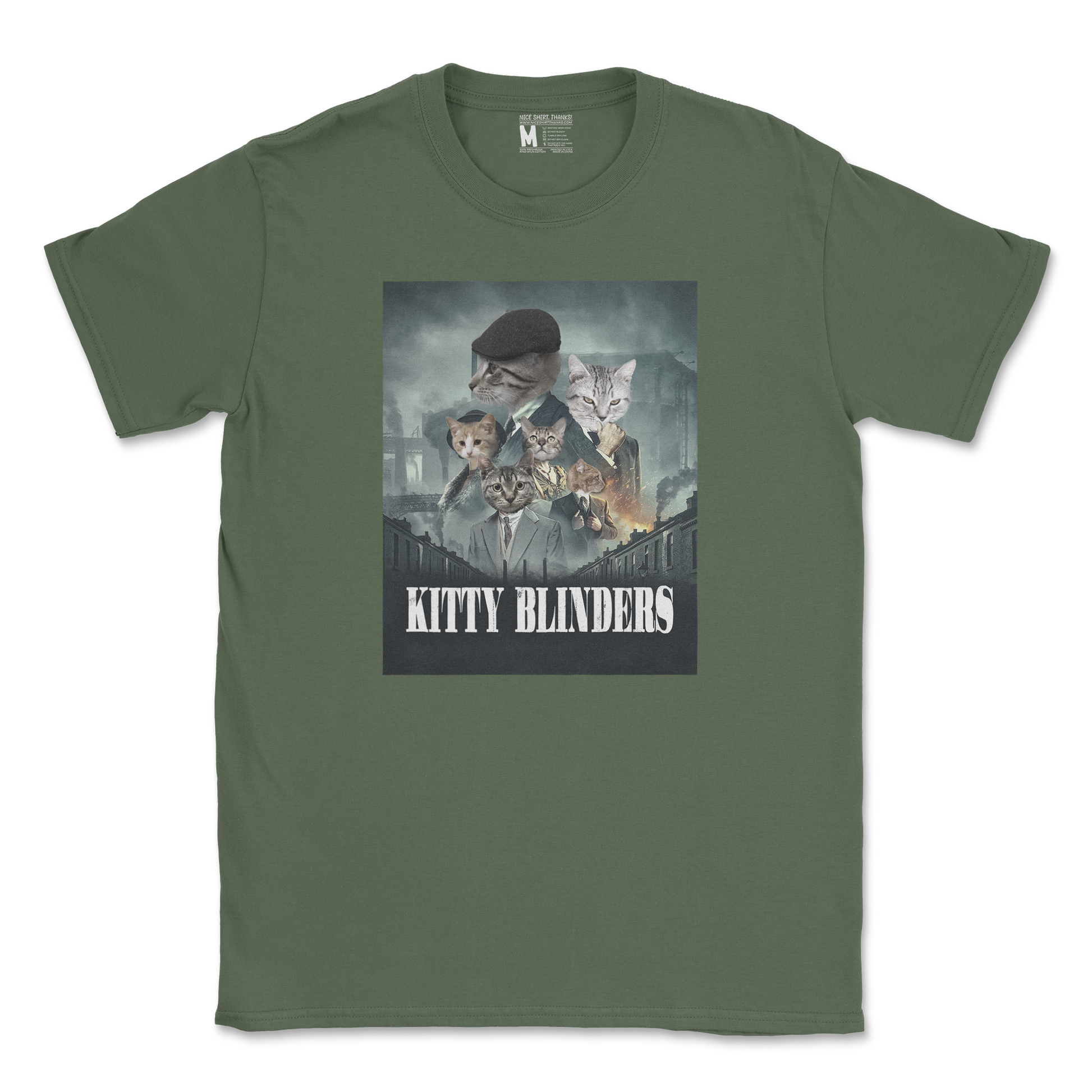 Gildan SoftStyle T-Shirt Kitty Blinders in Military Green