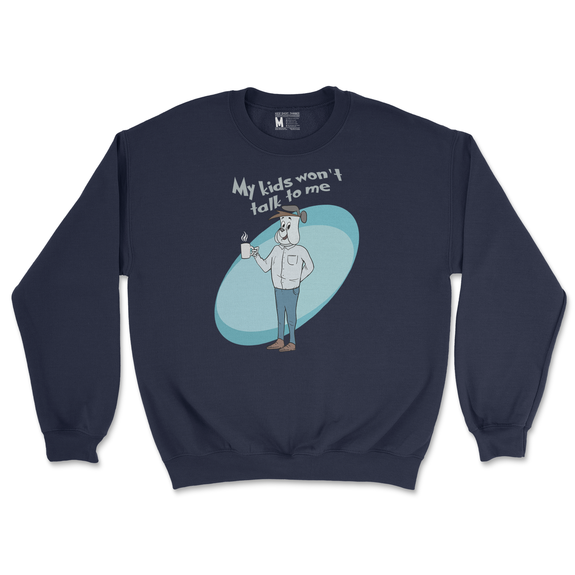 Gildan SoftStyle Crew Neck My Kids Wont Talk To Me in Navy