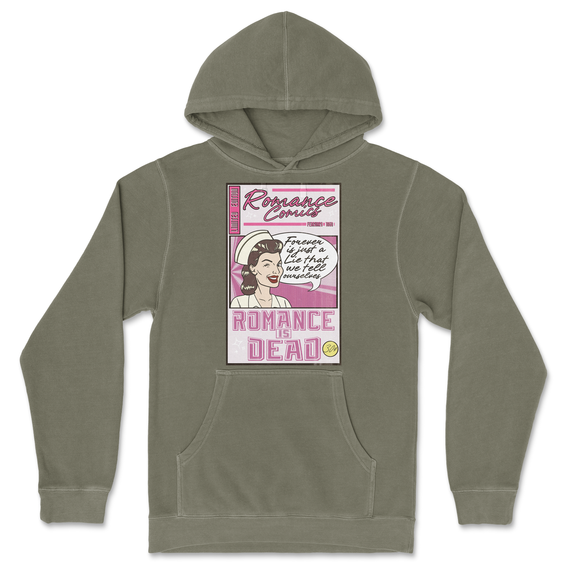 Independent Clothing Co. Hoodie Romance is Dead in Olive