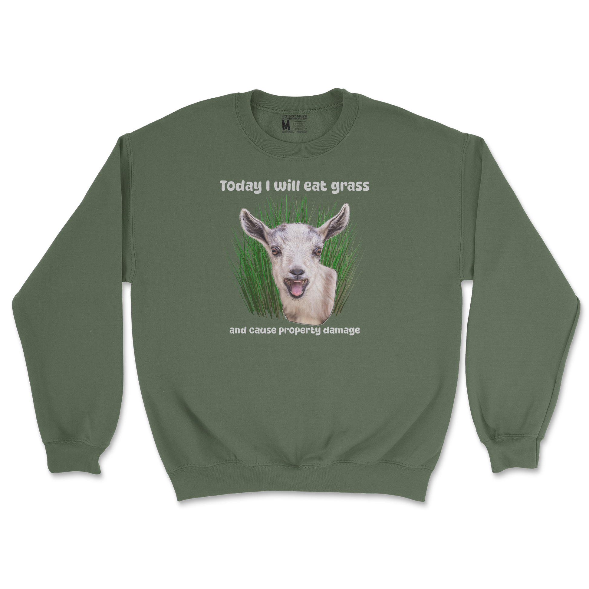 Gildan SoftStyle Crew Neck Crazy Goat  in Military-Green