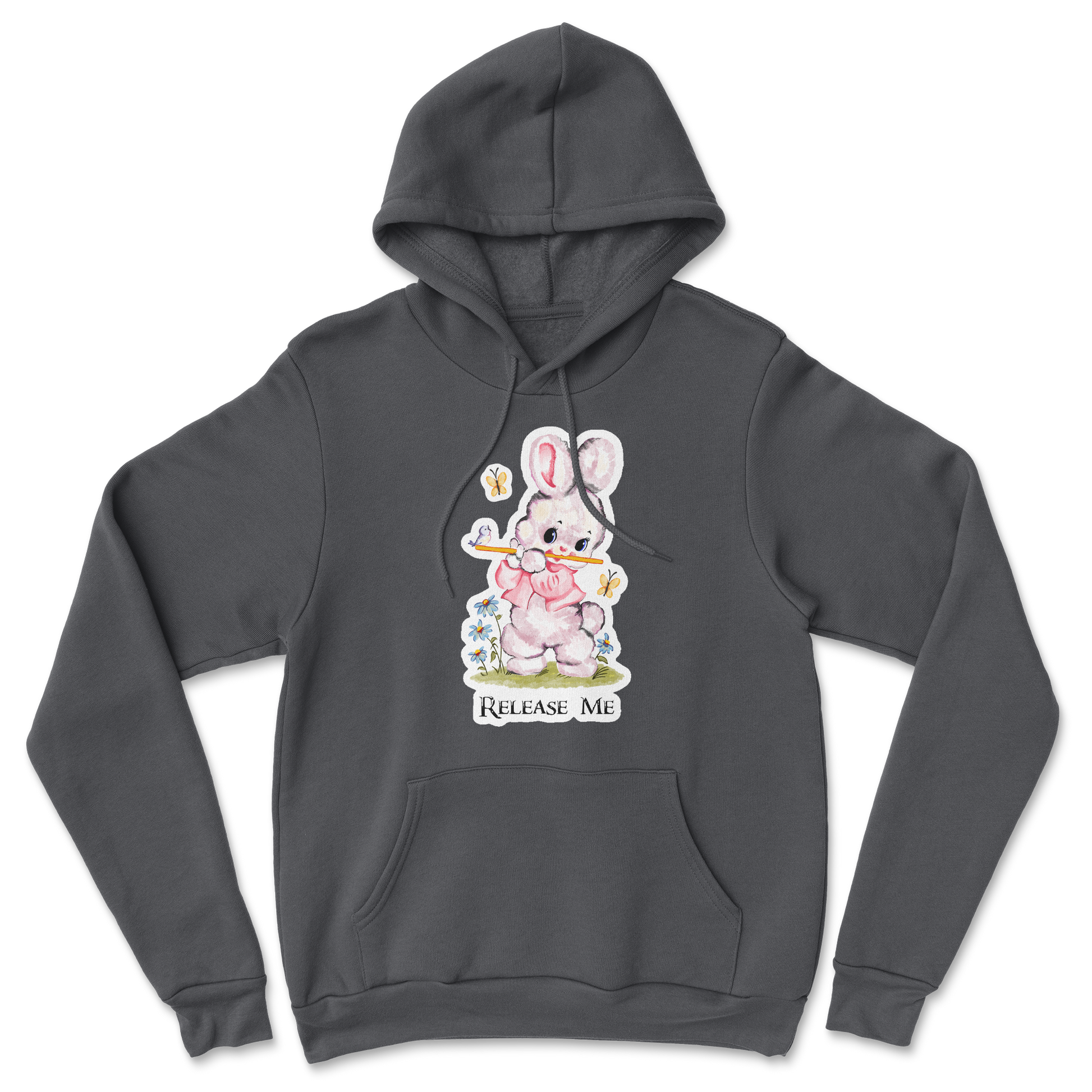 Heavy Blend Hoodie Cute Bunny in Black