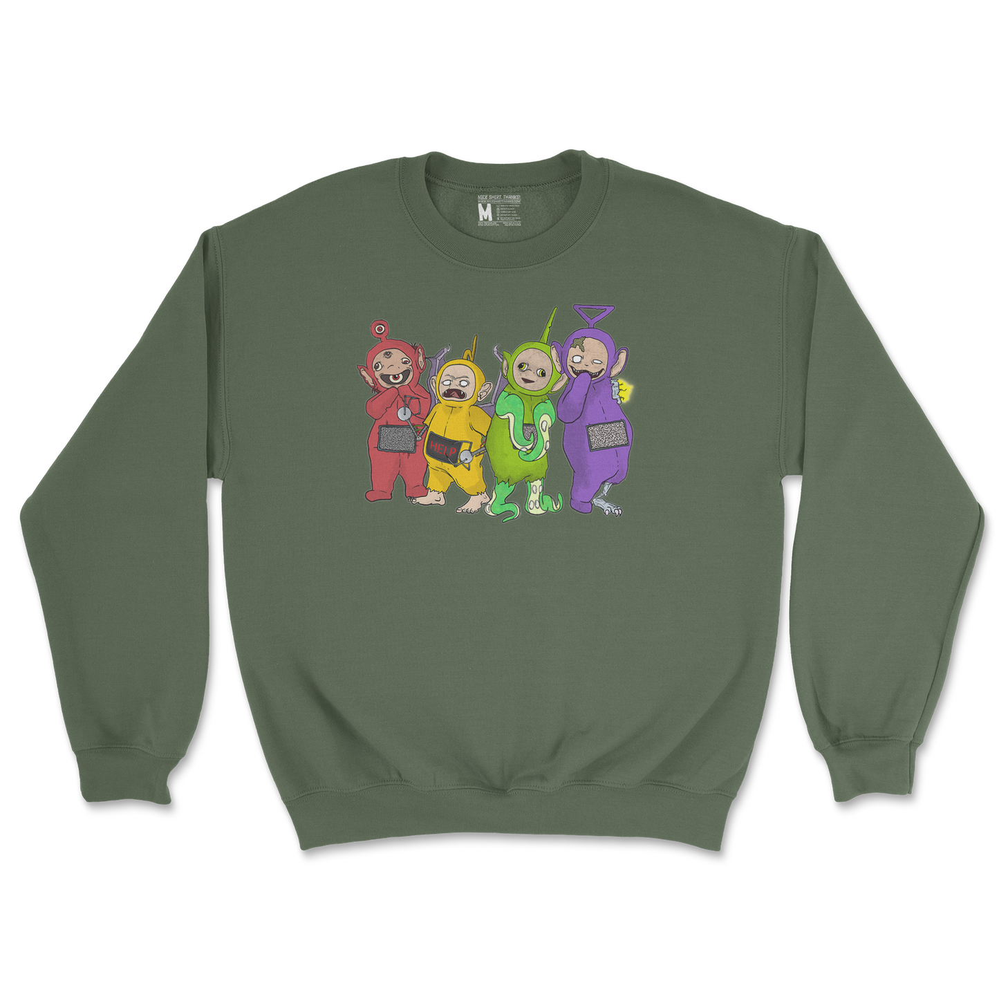 Gildan SoftStyle Crew Neck Telatubbies in Military Green