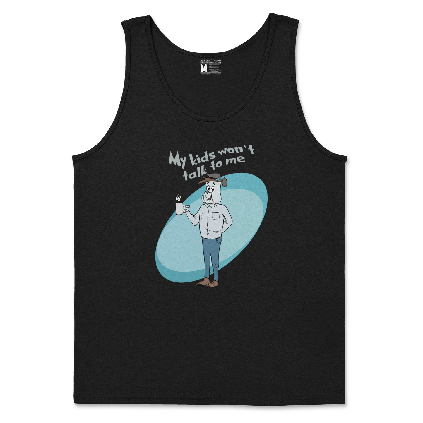 Gildan SoftStyle Tank Top My Kids Wont Talk To Me in Black