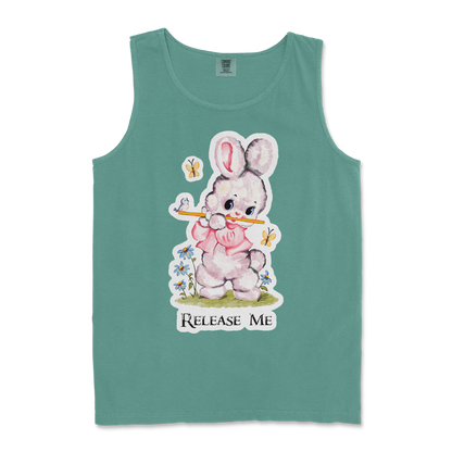 Comfort Colors Tank Top Cute Bunny in Light Green