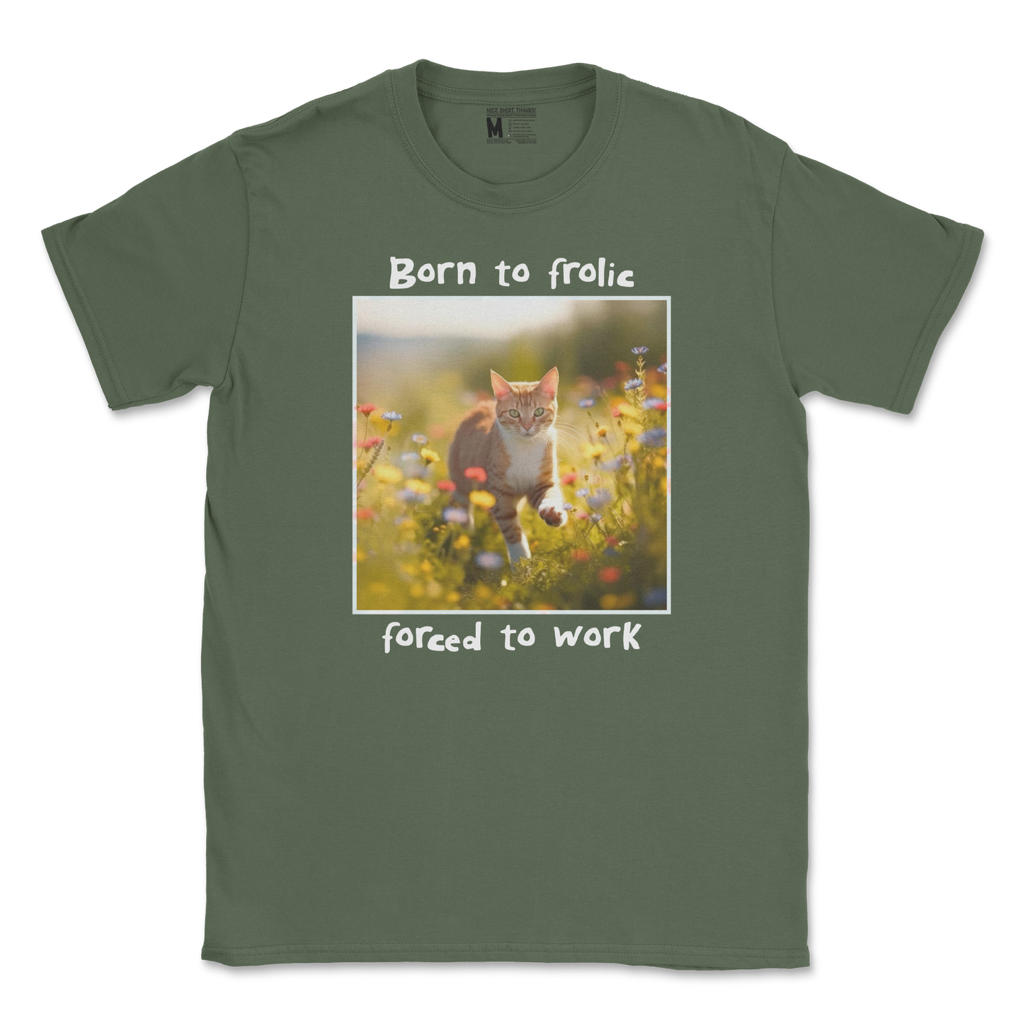 Gildan SoftStyle T-Shirt Born to Frolic  in Military-Green