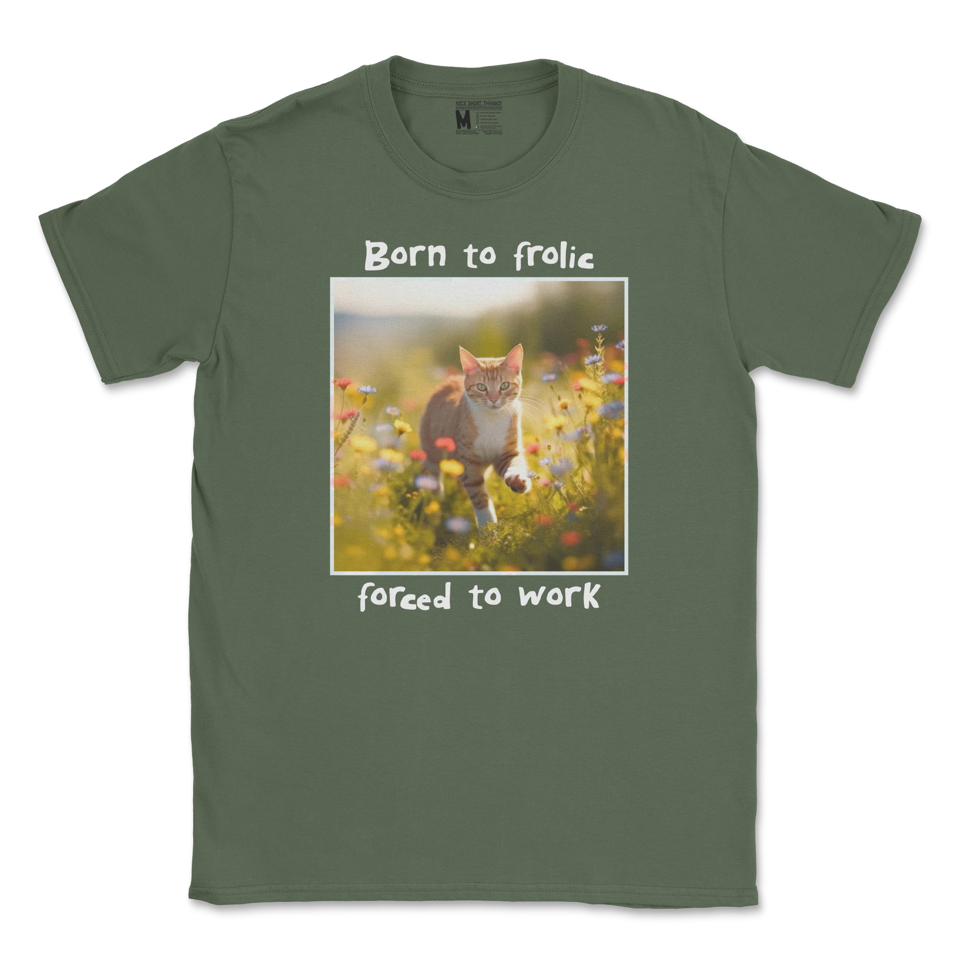 Gildan SoftStyle T-Shirt Born to Frolic  in Military-Green