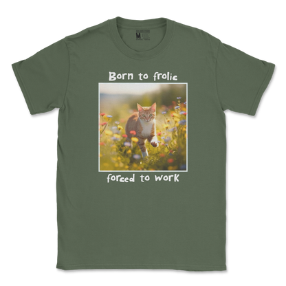 Gildan SoftStyle T-Shirt Born to Frolic  in Military-Green