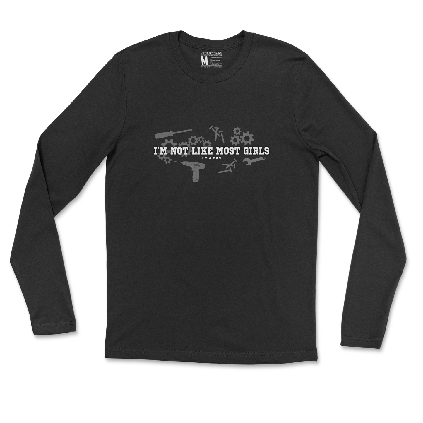 Gildan SoftStyle Long Sleeve Not Like Most Girls in Black