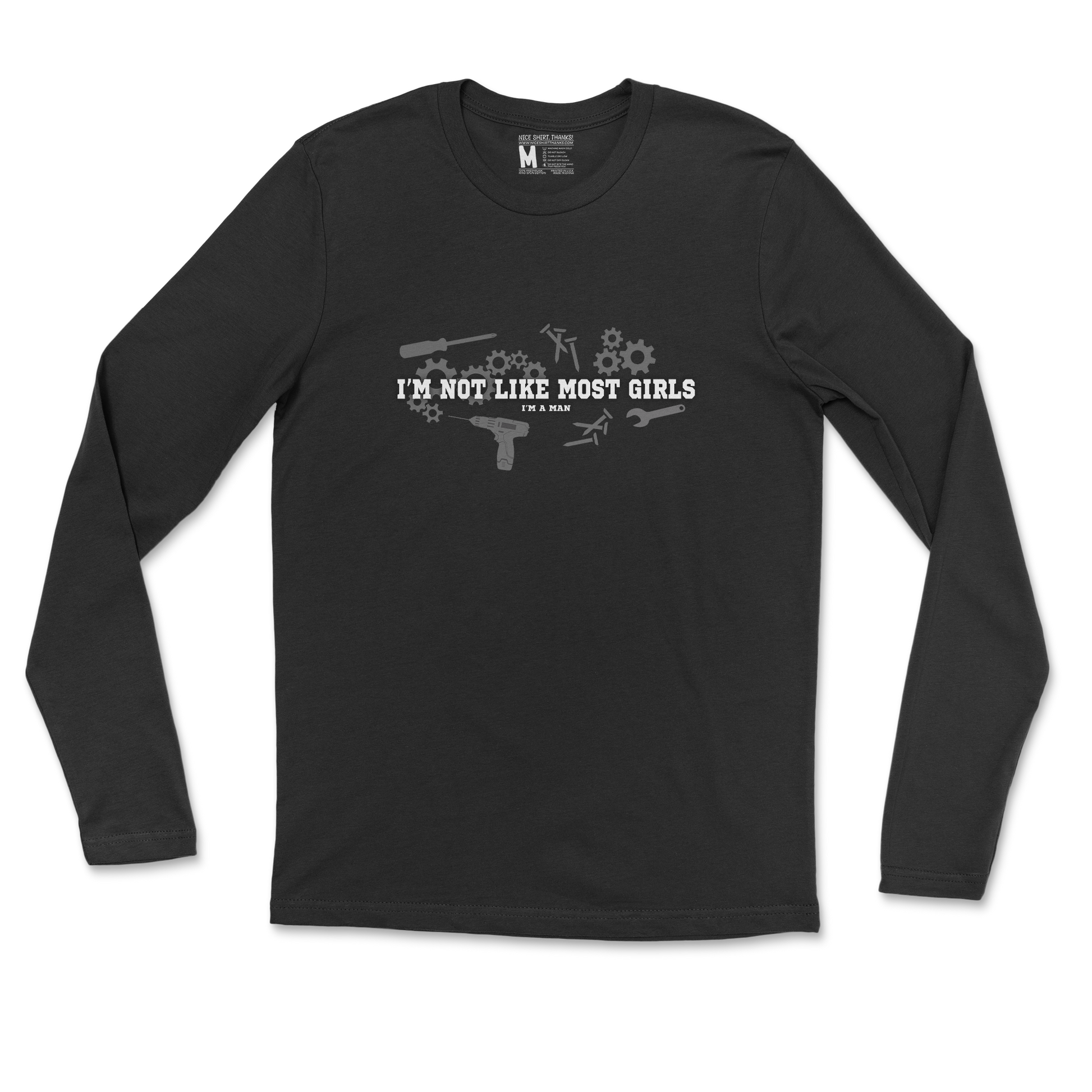 Gildan SoftStyle Long Sleeve Not Like Most Girls in Black