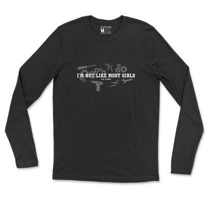 Gildan SoftStyle Long Sleeve Not Like Most Girls in Black