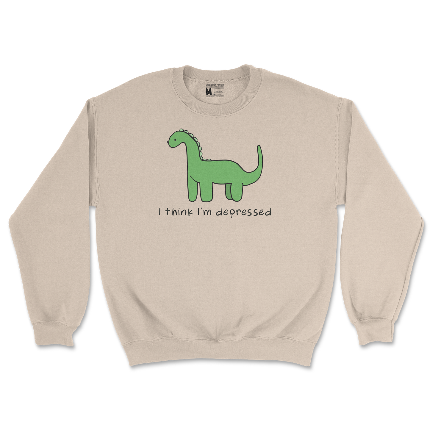 Gildan SoftStyle Crew Neck Depressed Dino  in Sand