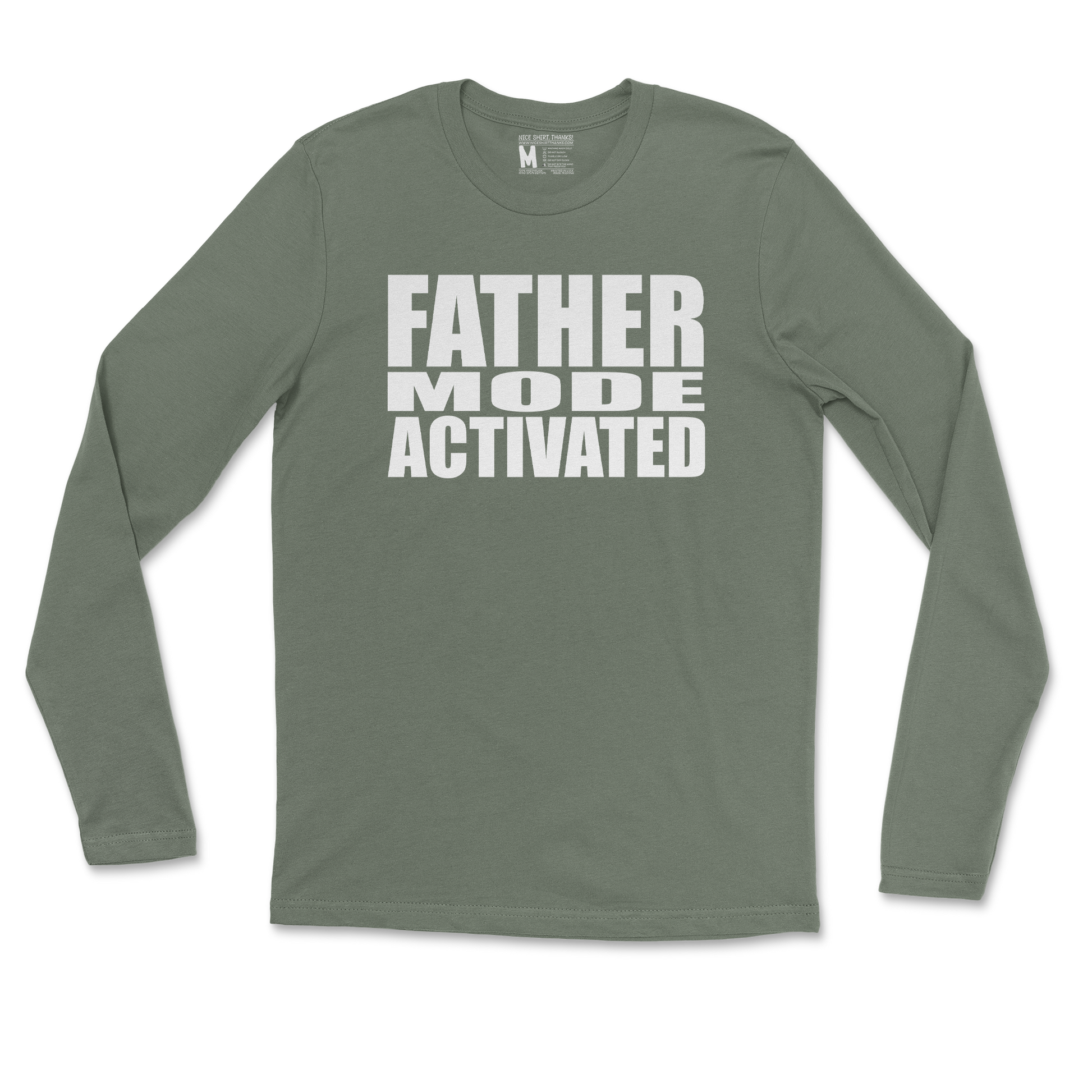 Gildan SoftStyle Long Sleeve Father Mode Activated in Military Green