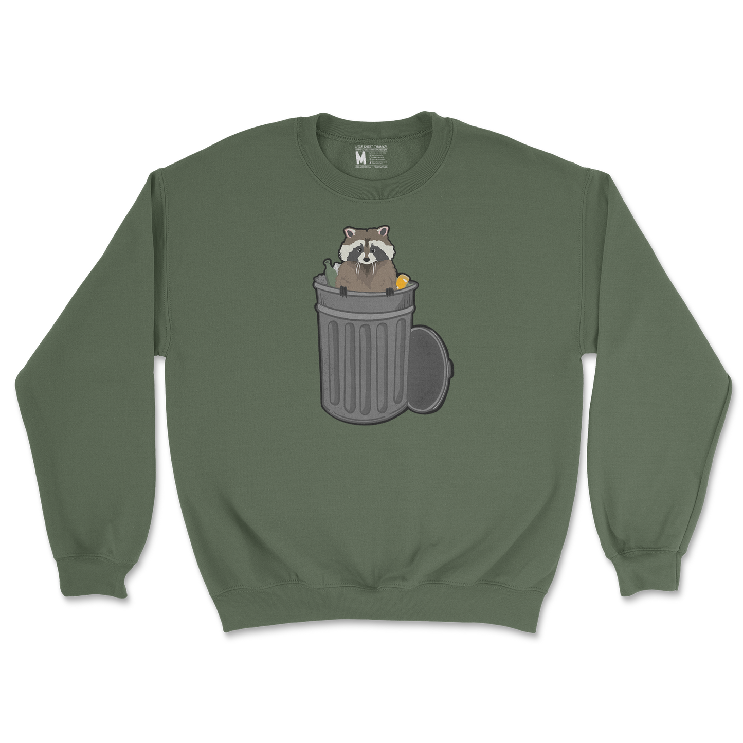 Gildan SoftStyle Crew Neck Trash Panda Enthusiast in Military Green