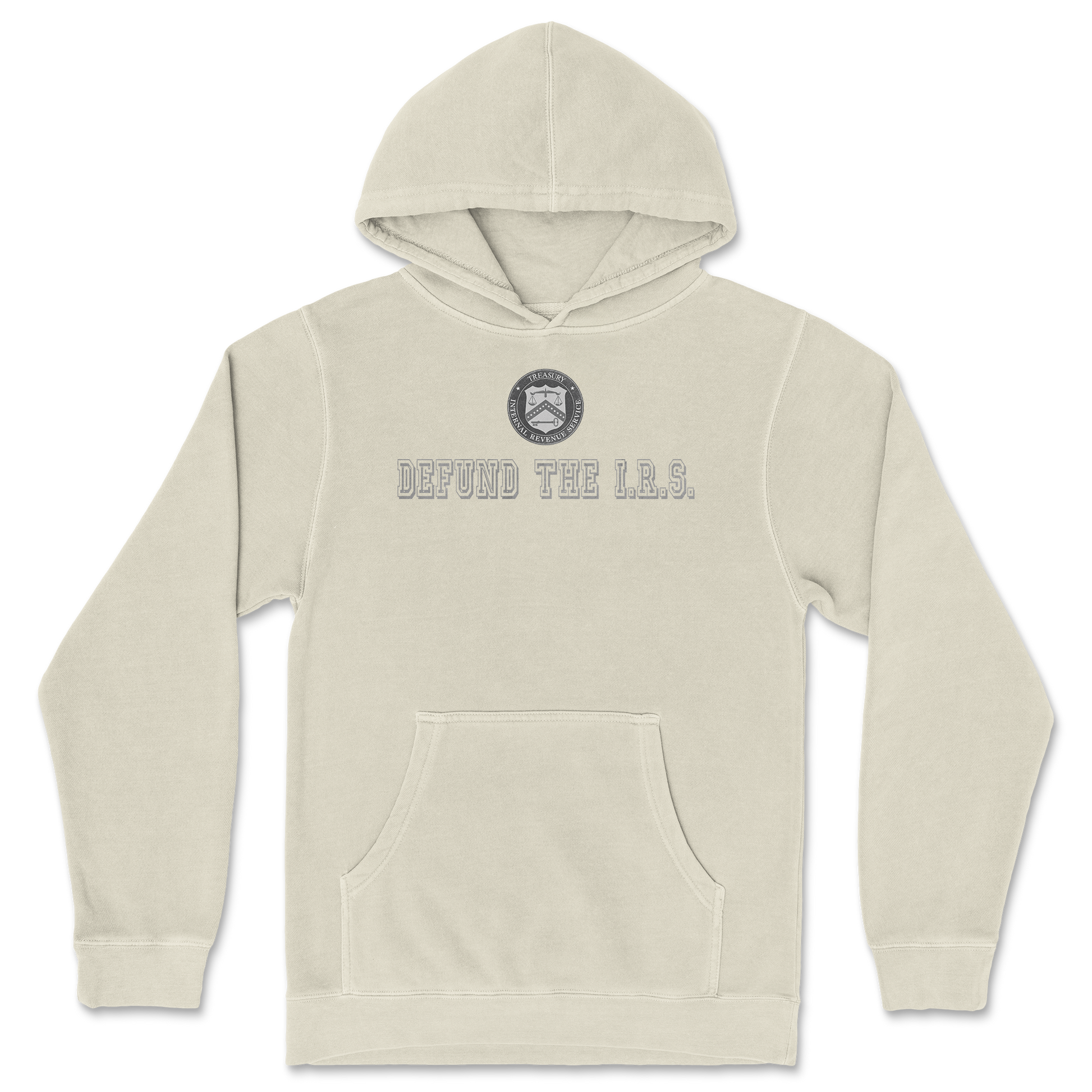 Independent Clothing Co. Hoodie Defund The I.R.S. in Ivory