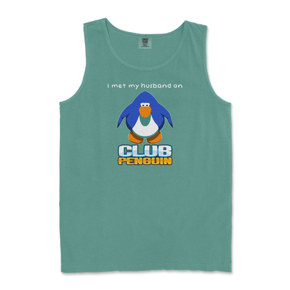 Comfort Colors Tank Top Club Penguin Husband  in Light-Green