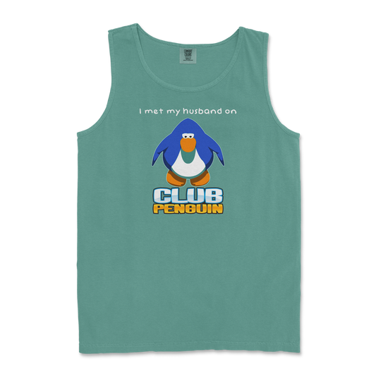 Comfort Colors Tank Top Club Penguin Husband  in Light-Green