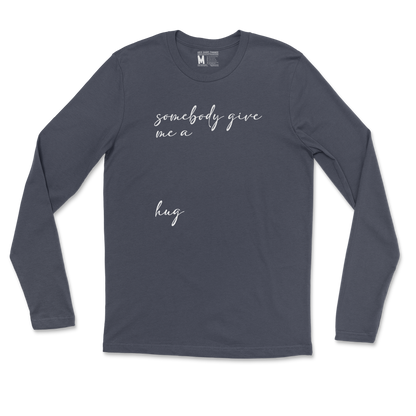 Gildan SoftStyle Long Sleeve Hug Me in Navy