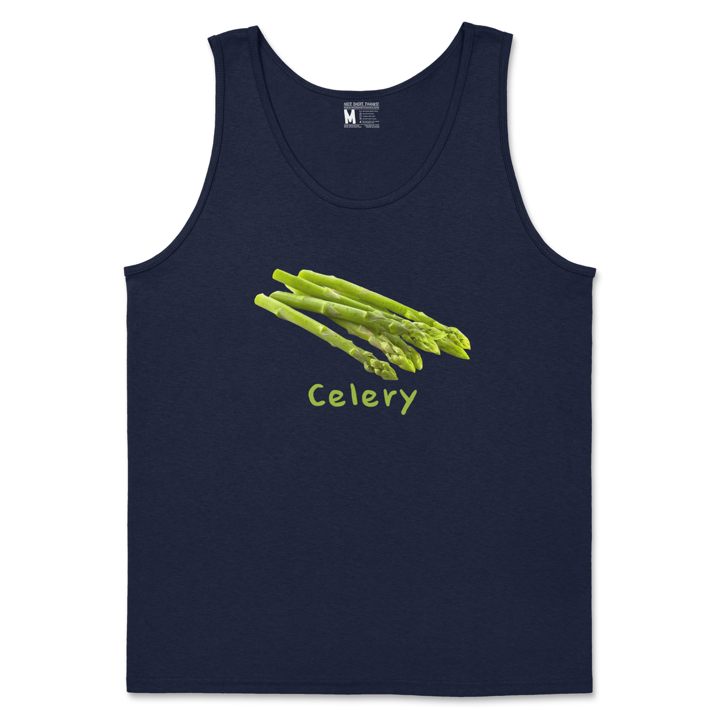 Gildan SoftStyle Tank Top Celery in Navy