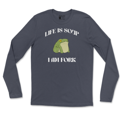 Gildan SoftStyle Long Sleeve I Am Fork  in Navy