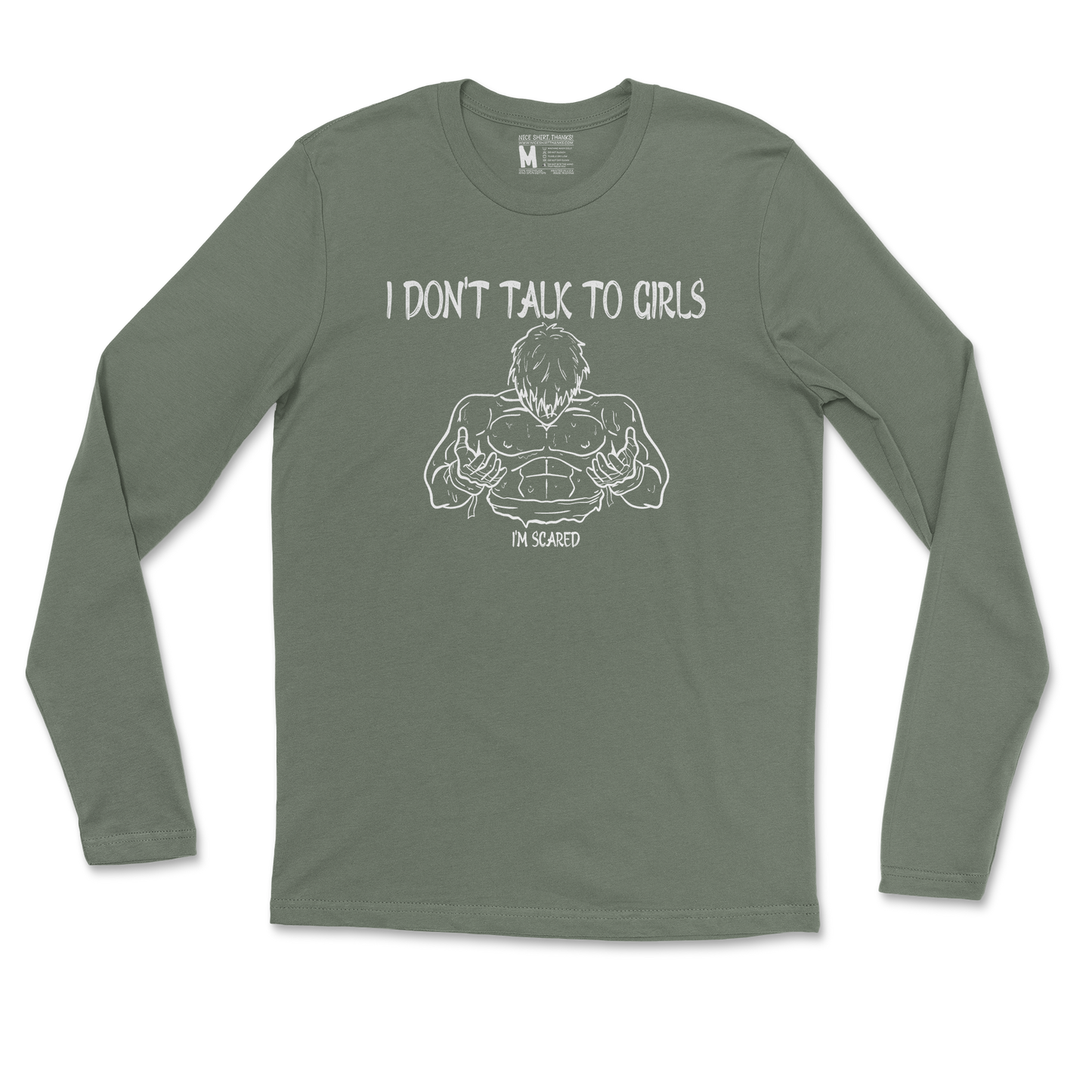 Gildan SoftStyle Long Sleeve Gym Shirt in Military Green