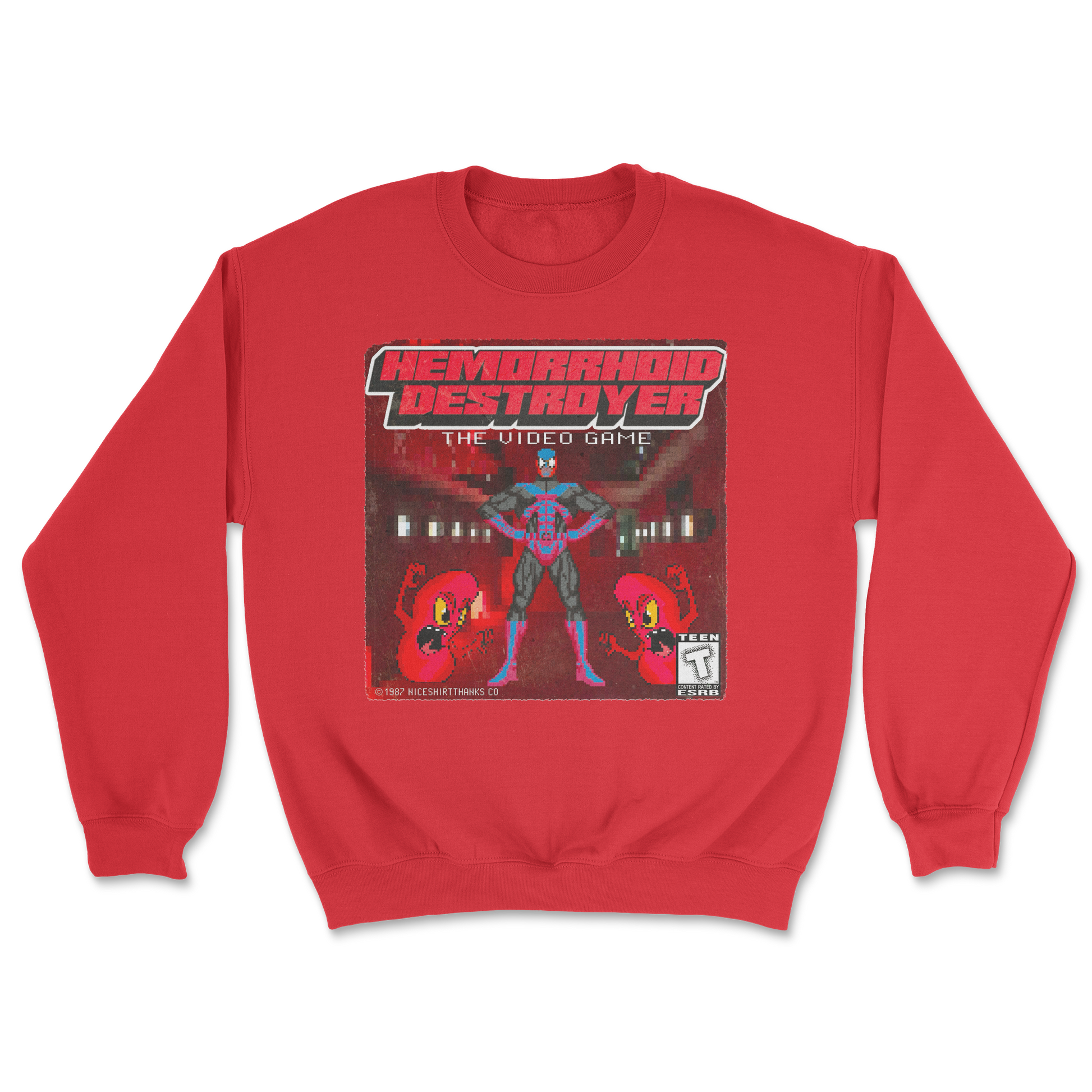 The Nice Shirt Crew Neck Hemorrhoid Destroyer  in Red