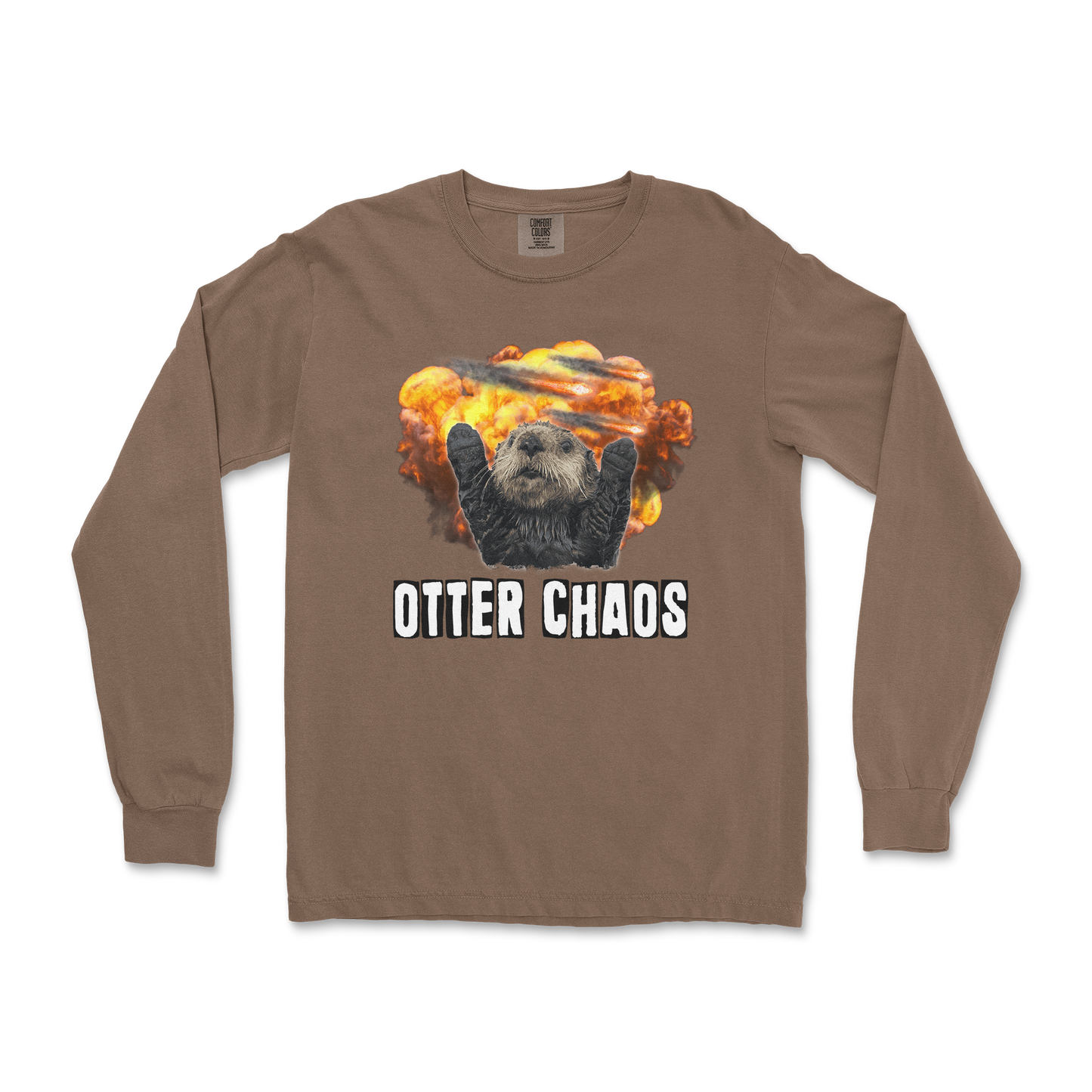 Comfort Colors Long Sleeve Otter Chaos in Espresso